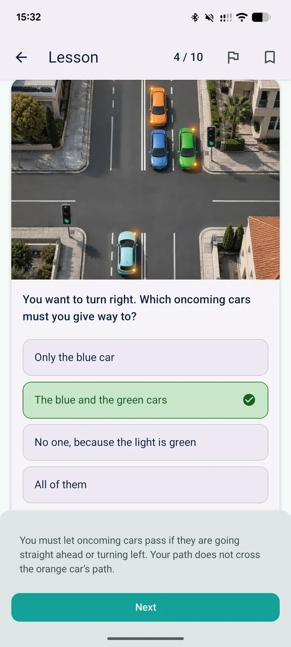 Each question has an explanation